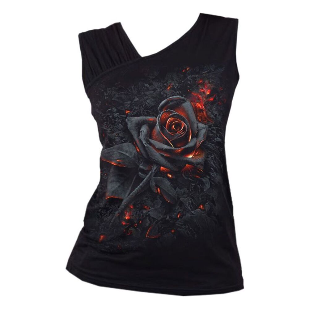 Spiral Womens/Ladies Burnt Rose Gathered Tank Top / Black